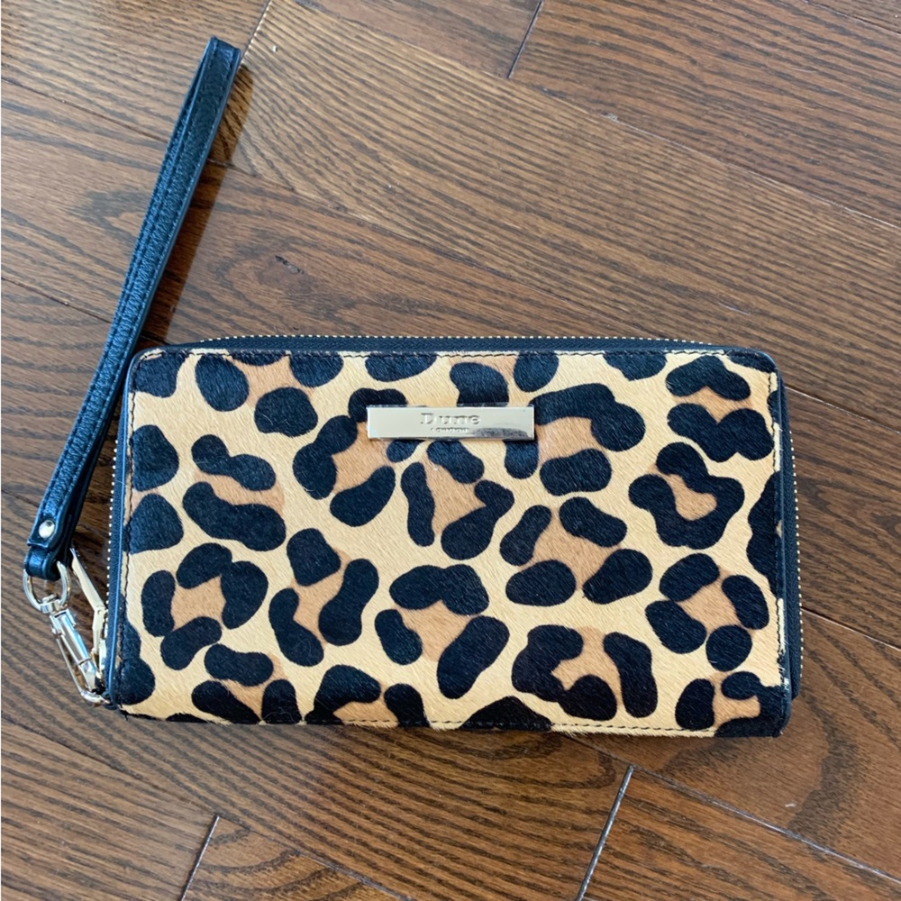 Dune London Animal Print Leather Wristlet/Wallet
